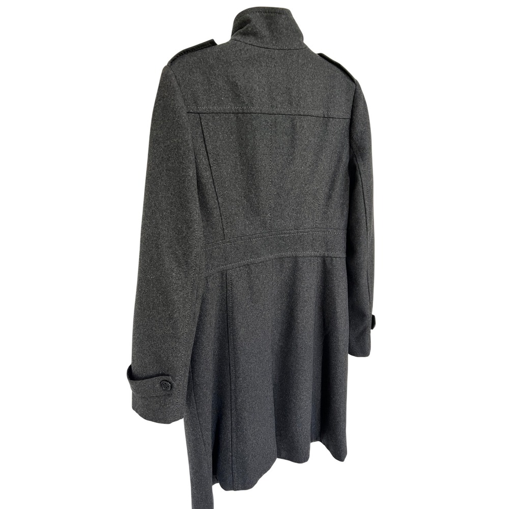 Kenneth Cole Reaction Womens Wool Blend Military Coat Gray Size 6 Stand Collar - Picture 6 of 8